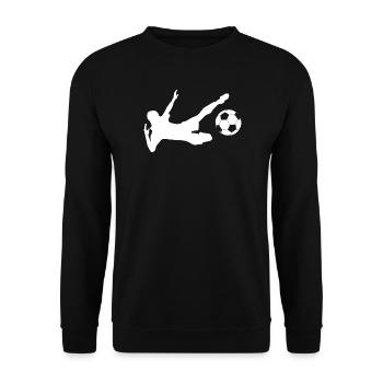 Minimalistische Silhouette Fußballspieler - Unisex Pullover - Schwarz - Vorne - Alina (178cm) & Michal (187cm)