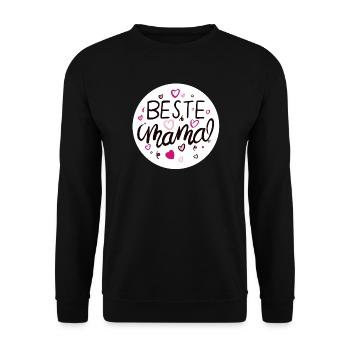 Liebevolles Mama-Design mit Herzmotiven - Unisex Pullover - Schwarz - Vorne - Alina (178cm) & Michal (187cm)
