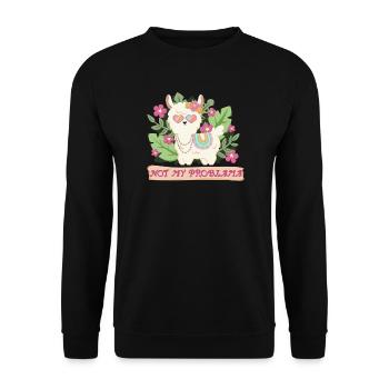 Summer Llama Alpaca - Not my problem - Unisex Sweatshirt - black - Front - Alina (178cm) & Michal (187cm)