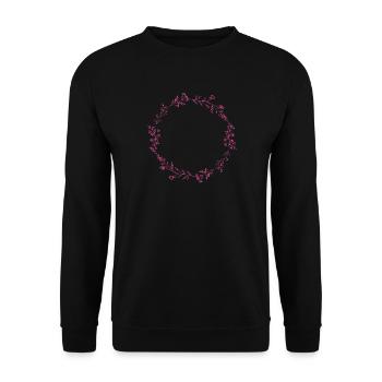 Blütenkreis aus pinken Blumen - Unisex Pullover - Schwarz - Vorne - Alina (178cm) & Michal (187cm)