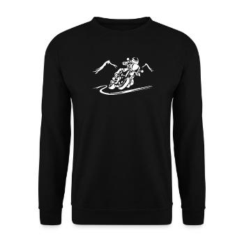 Rasende Motorrad Silhouette - Unisex Pullover - Schwarz - Vorne - Alina (178cm) & Michal (187cm)