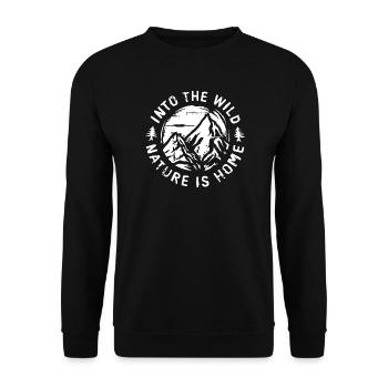 Outdoor Liebe mit Bergen - into the wild nature - Unisex Pullover - Schwarz - Vorne - Alina (178cm) & Michal (187cm)