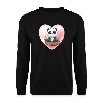 Bébé panda mignon assis sur un rocher (v02 cœur) - Sweat-shirt Unisexe - noir - Devant - Alina (178cm) & Michal (187cm)