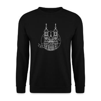 Kathedrale der Stadt St.Gallen, Schweiz - Unisex Pullover - Schwarz - Vorne - Alina (178cm) & Michal (187cm)