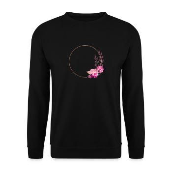 Gold frame with pink-red flowers – noble & playful - Unisex Sweatshirt - black - Front - Alina (178cm) & Michal (187cm)