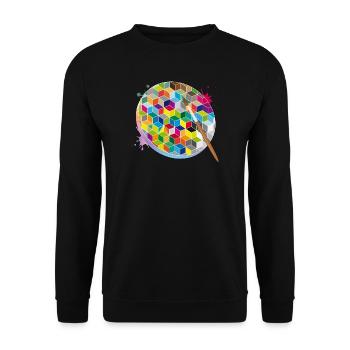 Creative Artist Palette with Geometric Colors - Unisex Sweatshirt - black - Front - Alina (178cm) & Michal (187cm)