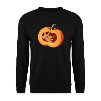 Elefant spielt Geige im Kürbis - Geiger Violinist - Unisex Pullover - Schwarz - Vorne - Alina (178cm) & Michal (187cm)