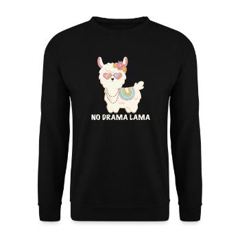 No drama lama - cute llama with sunglasses - Unisex Sweatshirt - black - Front - Alina (178cm) & Michal (187cm)