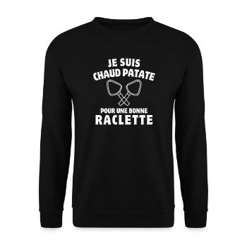 raclette, fondue, melted cheese - Unisex Sweatshirt - black - Front - Alina (178cm) & Michal (187cm)