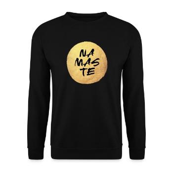 Yoga Kreis Namaste Handschrift Gold Luxus Indien - Unisex Pullover - Schwarz - Vorne - Alina (178cm) & Michal (187cm)