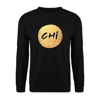 Yoga Gold Circle Chi Gold Namaste om Meditation - Unisex Sweatshirt - black - Front - Alina (178cm) & Michal (187cm)