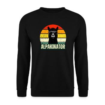 Alpaka Lama Alpakinator Lustig Retro Sonnenbrille - Unisex Pullover - Schwarz - Vorne - Alina (178cm) & Michal (187cm)