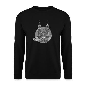 Kathedrale St.Gallen in Chrome - Unisex Pullover - Schwarz - Vorne - Alina (178cm) & Michal (187cm)