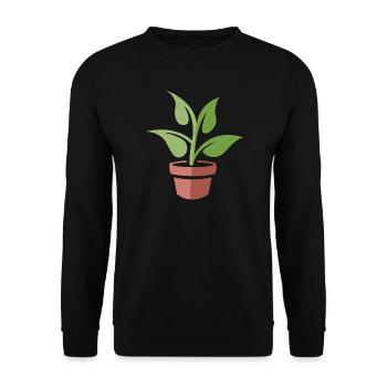 Topfpflanze als Symbol - Cartoon und Comic Natur - Unisex Pullover - Schwarz - Vorne - Alina (178cm) & Michal (187cm)