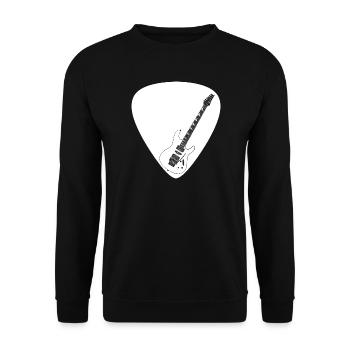 E-Gitarre (Strat-Form) für dunkle Untergründe - Unisex Pullover - Schwarz - Vorne - Alina (178cm) & Michal (187cm)