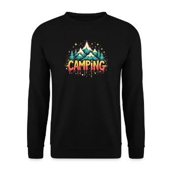 Retro Mountain Camping Lettering - Unisex Sweatshirt - black - Front - Alina (178cm) & Michal (187cm)