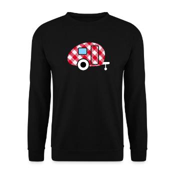 Caravan Caravan Checkered Check Pattern Camping Fan - Unisex Sweatshirt - black - Front - Alina (178cm) & Michal (187cm)