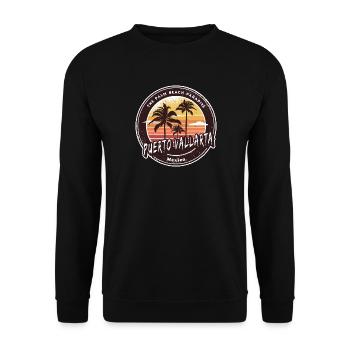 Puerto Vallarta, Mexique, Coucher de soleil Design - Sweat-shirt Unisexe - noir - Devant - Alina (178cm) & Michal (187cm)