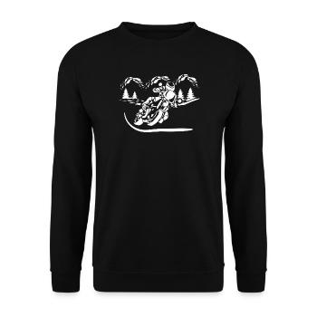 Motorrad Waldsilhouette - Unisex Pullover - Schwarz - Vorne - Alina (178cm) & Michal (187cm)