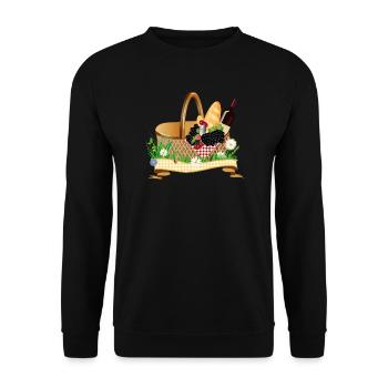 Panier de pique-rempli – motif plaisir estival - Sweat-shirt Unisexe - noir - Devant - Alina (178cm) & Michal (187cm)