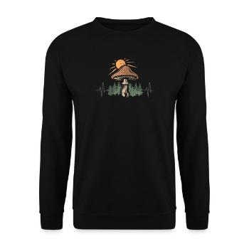 Champignon dans la nature avec battement de cœur - extérieur et forêt - Sweat-shirt Unisexe - noir - Devant - Alina (178cm) & Michal (187cm)