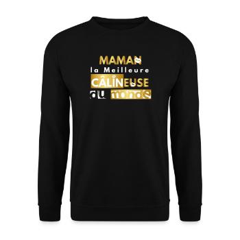 maman câlin version or - Sweat-shirt Unisexe - noir - Devant - Alina (178cm) & Michal (187cm)