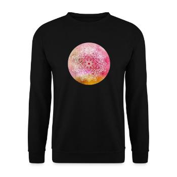 Yoga Mandala Konzentration rosa Aquarell Namaste - Unisex Pullover - Schwarz - Vorne - Alina (178cm) & Michal (187cm)