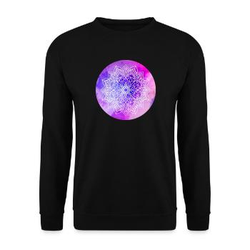 Yoga Mandala violett Aquarell Kreis Meditation om - Unisex Pullover - Schwarz - Vorne - Alina (178cm) & Michal (187cm)