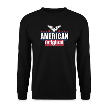 Patriotischer Adler Amerikanische Flagge Design - Unisex Pullover - Schwarz - Vorne - Alina (178cm) & Michal (187cm)
