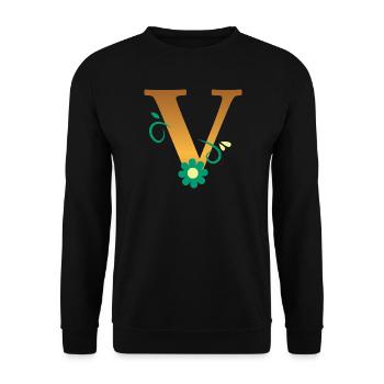 V - Unisex Pullover - Schwarz - Vorne - Alina (178cm) & Michal (187cm)
