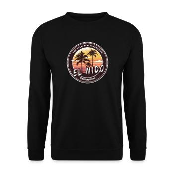 El Nido Philippinen Strand Palmen Design - Unisex Pullover - Schwarz - Vorne - Alina (178cm) & Michal (187cm)