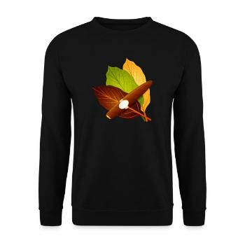 Cigar with Tobacco Leaves - Stylish Vintage Motif - Unisex Sweatshirt - black - Front - Alina (178cm) & Michal (187cm)
