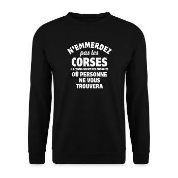 Korsika, ich liebe Korsika, ich bin Korse - Unisex Pullover - Schwarz - Vorne - Alina (178cm) & Michal (187cm)