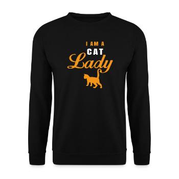 I Am a Cat Lady – Katzen Design | Lustig & Retro - Unisex Pullover - Schwarz - Vorne - Alina (178cm) & Michal (187cm)