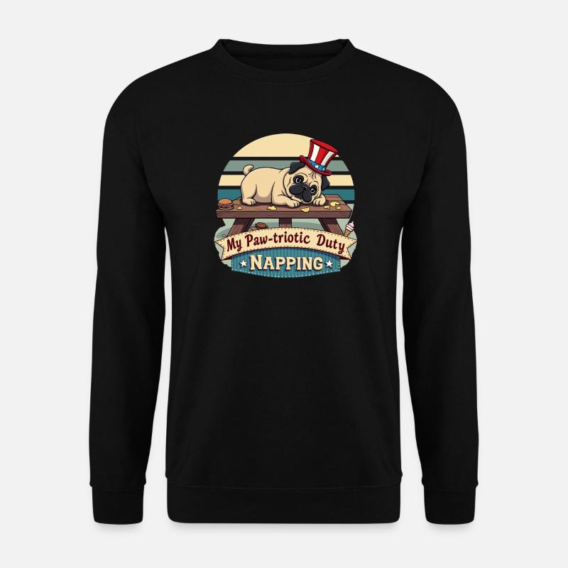 Mops Nickerchen - Unisex Pullover - Schwarz