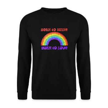 Regenbogen, geboren zu lieben, Stolz, LGBTQ+ - Unisex Pullover - Schwarz - Vorne - Alina (178cm) & Michal (187cm)
