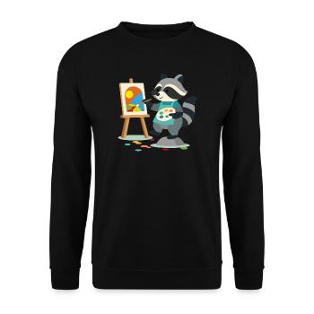 Creative raccoon for art lovers young and old - Unisex Sweatshirt - black - Front - Alina (178cm) & Michal (187cm)