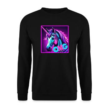 buntes unicorn - Unisex Pullover - Schwarz - Vorne - Alina (178cm) & Michal (187cm)