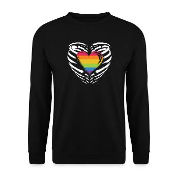LGBTQ Pride Monat - Regenbogenherz - Unisex Pullover - Schwarz - Vorne - Alina (178cm) & Michal (187cm)