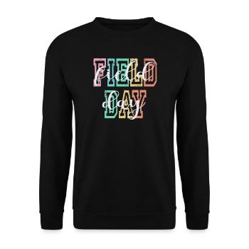 Colorful Field Day Lettering Graphic Design - Unisex Pullover - Schwarz - Vorne - Alina (178cm) & Michal (187cm)
