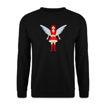 Fly Agaric Mushroom Fairy Fantasy Art - Unisex Sweatshirt - black - Front - Alina (178cm) & Michal (187cm)