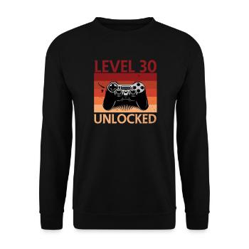Level 30 30. Geburtstag Gaming lustig - Unisex Pullover - Schwarz - Vorne - Alina (178cm) & Michal (187cm)