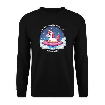 Licorne vue de l’espace - Sweat-shirt Unisexe - noir - Devant - Alina (178cm) & Michal (187cm)