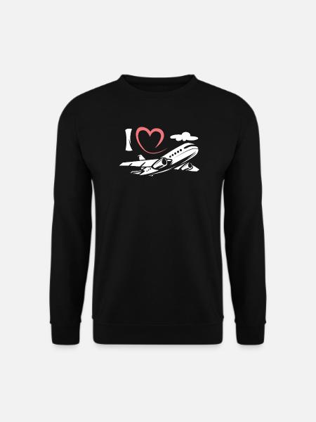 J’aime les avions - Symbole de l’aviation et des pilotes - Sweat-shirt Unisexe - noir