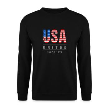 US-Flagge der Vereinigten Staaten seit 1776 - Unisex Pullover - Schwarz - Vorne - Alina (178cm) & Michal (187cm)