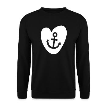 Coeur Ancre Hambourg Amour Bande Dessinée Marin Maritime - Sweat-shirt Unisexe - noir - Devant - Alina (178cm) & Michal (187cm)