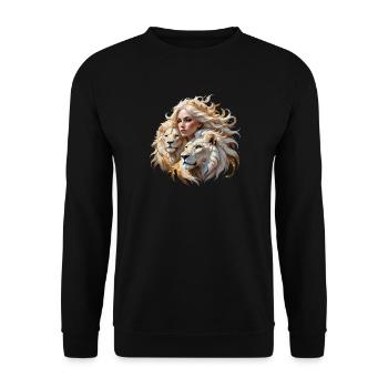 Reine de la Fantaisie parmi des lions majestueux. - Sweat-shirt Unisexe - noir - Devant - Alina (178cm) & Michal (187cm)