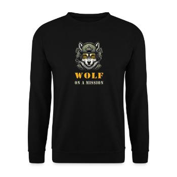 Wolf in Mission - Unisex Pullover - Schwarz - Vorne - Alina (178cm) & Michal (187cm)