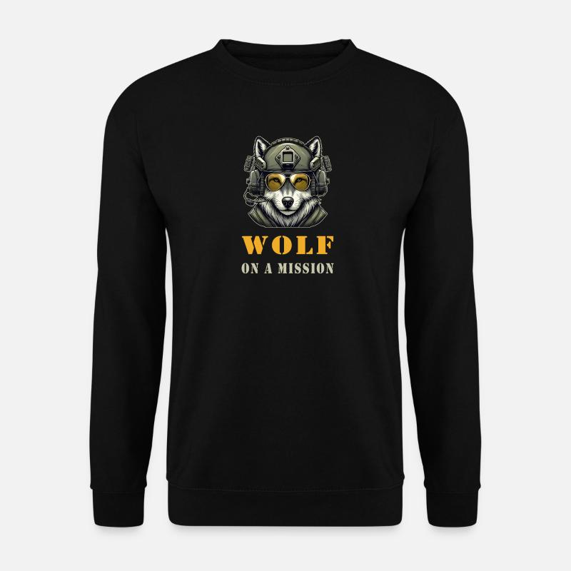 Wolf in Mission - Unisex Pullover - Schwarz