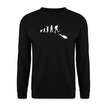 Illustration der Evolution des menschlichen Fortschritts - Unisex Pullover - Schwarz - Vorne - Alina (178cm) & Michal (187cm)